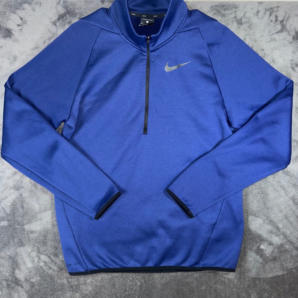 Mens Small Nike Dri-FIT Quarter Zip Pullover Blue Excellent Active Training Top